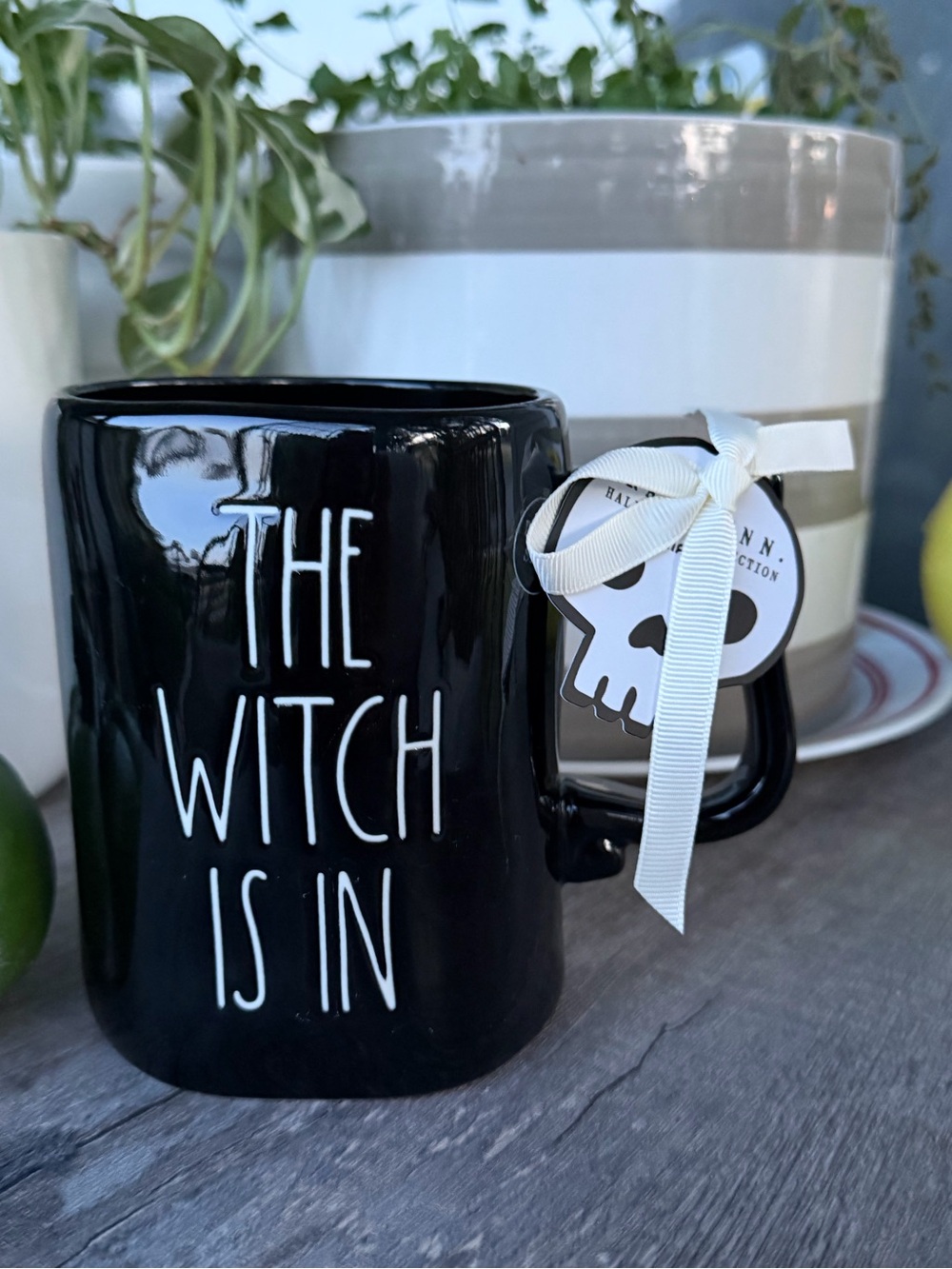 Rae Dunn Black 'THE WITCH IS IN' Ceramic Mug